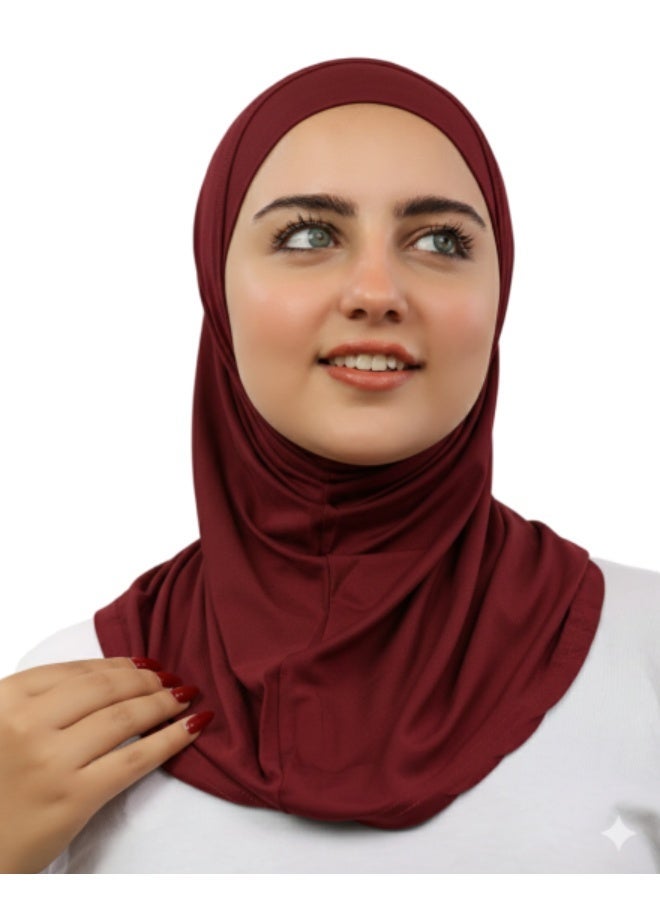 طقم حجاب سوري قطعتين (بندانة مفتوحة + تلبسة) - قطن ليكرا فاخر - ألوان متعددة - Image 1